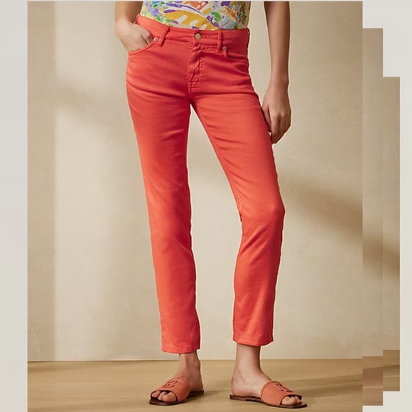 NWT Ralph Lauren Purple Label Resort Orange Linen Cotton 160 Slim Jean Pants 27 - Picture 10 of 12
